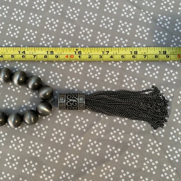 Silver Tassel Necklace Adjustable Length - Picture 4 of 5